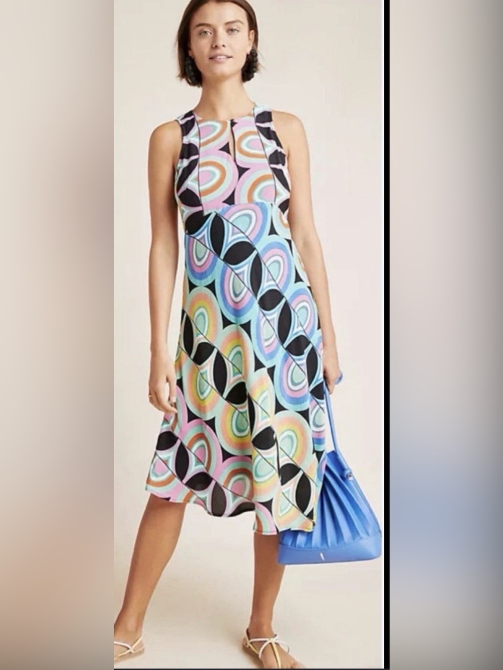 Anthropologie Kenzie Retro Groovy Hippie Asymmetrical Dress